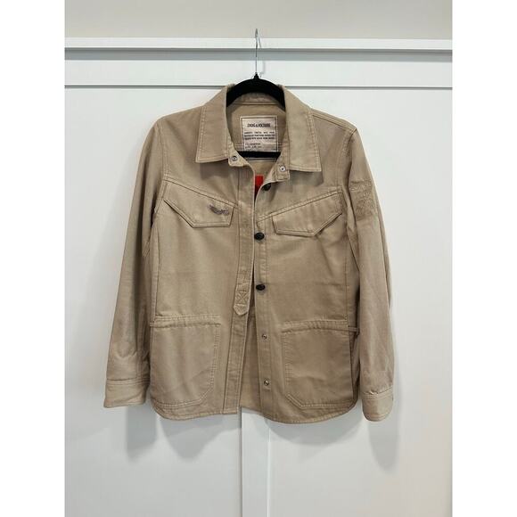 Zadig & Voltaire Brode Love Now Embroidered Cotton Linen Blend Jacket Size S - Picture 3 of 12